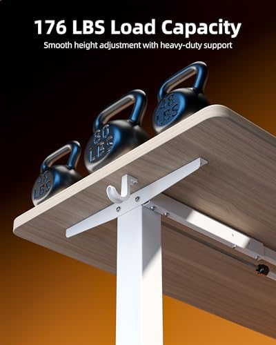 TIQLAB Electric Standing Desk, 47 * 24 Inches Adjustable Height Stand up Desk,Sit Stand Home Office Table with Splice Board, Light Walnut - Image 5