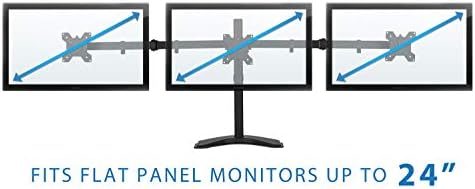Mount-It! Triple Monitor Stand for Desk, 3 Monitor Mount Fits 19–27" Screens, Holds 15.4 lbs Each, Full Motion Triple Monitor Arm with Tilt Swivel Rotate, VESA 75x75, 100x100, Stable Freestanding Base - Image 5