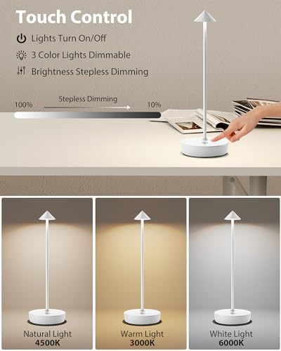 LED Cordless Table Lights Rechargeable 6000mAh Battery Outdoor Desk Lamp - Image 3