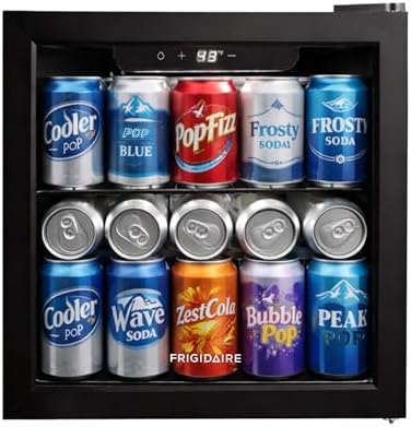 FRIGIDAIRE 12-Bottle Cooler, 1.2 Cu. Ft. Glass Door Beverage Refrigerator, Digital Display Mini Fridge with Touch Controls, Adjustable Shelves, LED Lighting & Quiet Compressor Cooling by Unknown