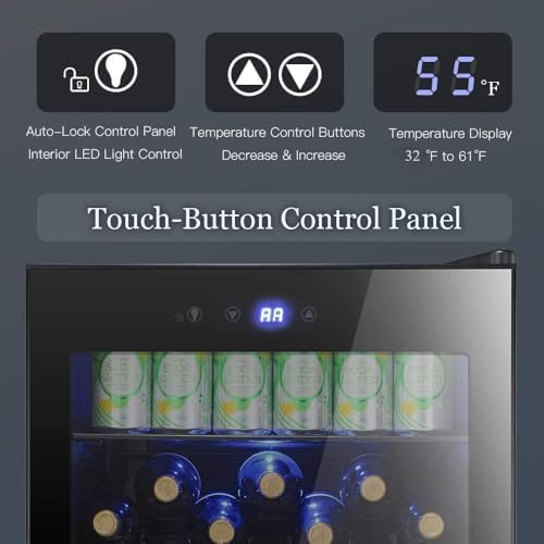 Antarctic Star Beverage Refrigerator -145 Can Mini Fridge for Soda Beer or wine,Small Drink Dispenser, For Office or Bar with Adjustable Removable Shelves，4.5 Cu. Ft. (Black) - Image 3