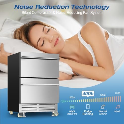Velivi 24'' Drawer Fridge Under Counter Beverage Refrigerator with Wheels - Image 7