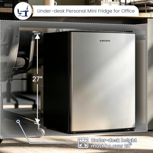BANGSON 2.6 Cu Ft Small Fridge with Freezer for Office Silver - Image 6