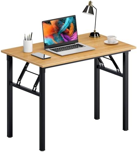 Need Office Computer Desk 39.3 Inch Sturdy Folding Laptop Table Teak by Need