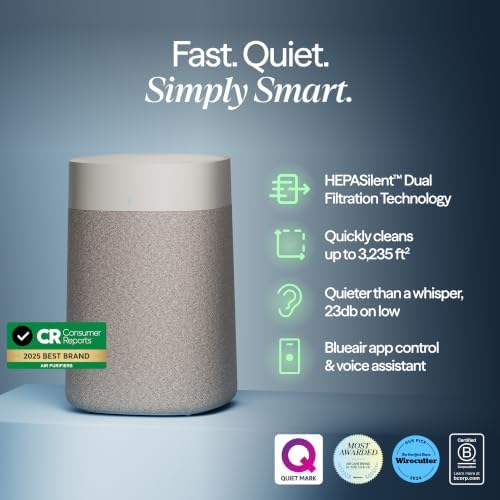 BLUEAIR Blue Pure 211i Max Smart Air Purifier for rooms up to 3,235 sq ft. HEPASilent filtration for pets, allergies, smoke & dust. WiFi, Auto Mode, quiet operation - Beige - Image 2
