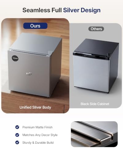 Upstreman 1.5 Cu.Ft All-Refrigerator Mini Fridge, Silver-CR16 - Image 6