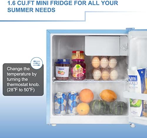 1.6 Cu' Mini Refrigerator, Small Refrigerator, Mini Fridge with Freezer, Compact Refrigerator, Blue (FR 160 BLUE) - Image 3