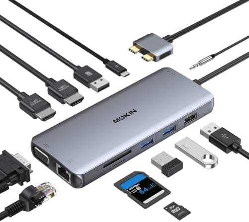 MOKiN MacBook Pro Docking Station for Dual Monitor, 12 in 2 HDMI Adapter by MOKiN