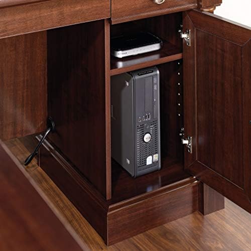 Sauder Palladia L Shaped Desk with Drawers, Office Desk with File Cabinet Storage, Cable Management, Keyboard Tray, in Select Cherry finish - Image 6
