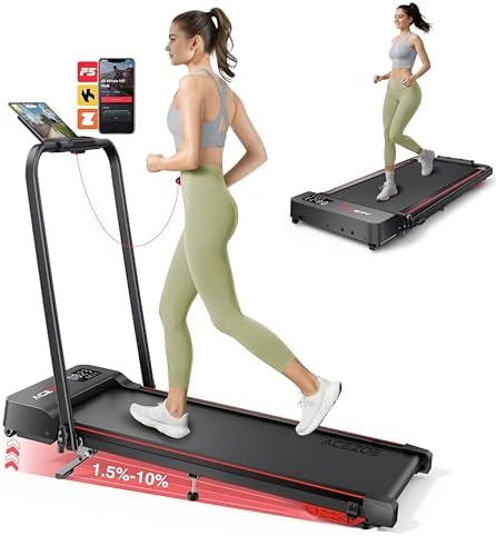 Acezoe Walking Pad with 10% Incline & Dual LED Display,4 in 1 Foldable Treadmill for Home Small Office, Compact Under Desk Treadmill with Handle bar,APP & Remote, 300 lbs Capacity by AcezoeFitness