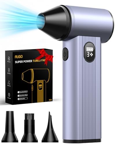 Compressed Air Duster with150,000RPM Brushless Motor, 8000mAh Battery, LED Light, 4-Gear Adjustable Electric Air Blower for Home, Car, Computer, Outdoor by Unknown