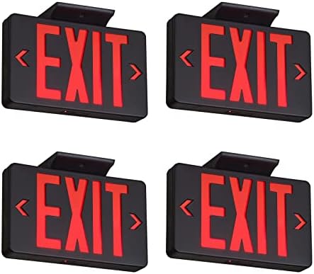 TANLUX Red Exit Sign with Black Housing, LED Emergency Exit Light with Battery Backup, UL Listed, Hardwired Exit Signs with Emergency Lights, Commercial Emergency Lights for Business - 4 Pack by Unknown