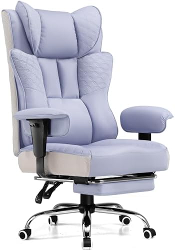 GTPLAYER Big and Tall Office Chair Wide Ergonomic Gaming Chair with Deluxe Embossing Designed Leather with Foot Rest,150°Reclining Adjustable Soft Armrests Pocket Spring Back Support and Pillow by GTPLAYER