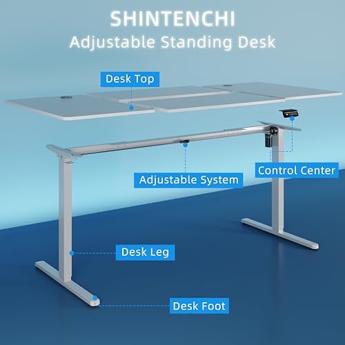Shintenchi Standing Desk, 71x31 Inch Height Adjustable Electric Sit Stand up Desk, Ergonomic Rising Computer Table, Modern Lift Gaming Desk Workstation for Home Office, White - Image 3