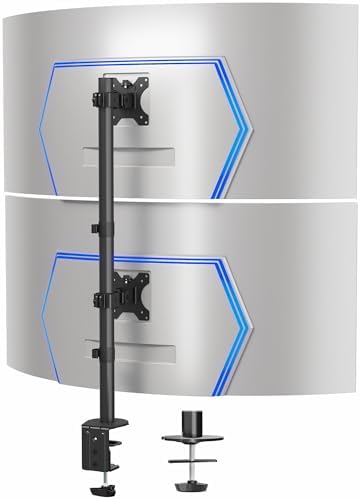 VIVO Dual Vertically Stacked Ultra-Wide Monitor Desk Mount, Extra Tall Heavy Duty Adjustable Stand for 2 Ultrawide Screens up to 45 inches, 25 lbs Per Screen Capacity, Black, STAND-V200R by VIVO
