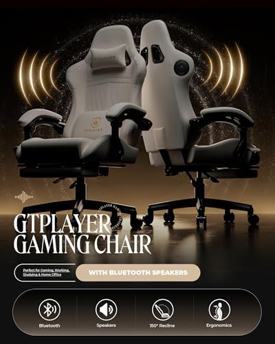 GTPLAYER Gaming Chair, Comfort Computer Office Chair for Adults, Ivory - Image 4