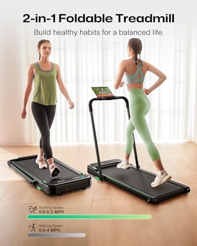 UREVO Strol 2E Smart 2-in-1 Folding Treadmill, Compact Walking Pad with Safety Handle, Plug and Play, Standing Desk Treadmill with Dual LED Display, Smart APP, Walking or Running for Home - Image 7