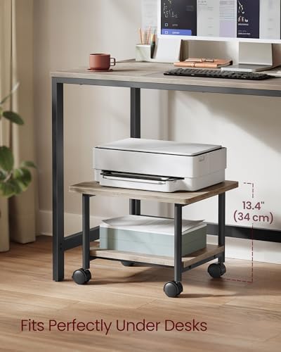 VASAGLE 2-Tier Printer Stand with Locking Wheels, Under Desk Printer Table - Image 2