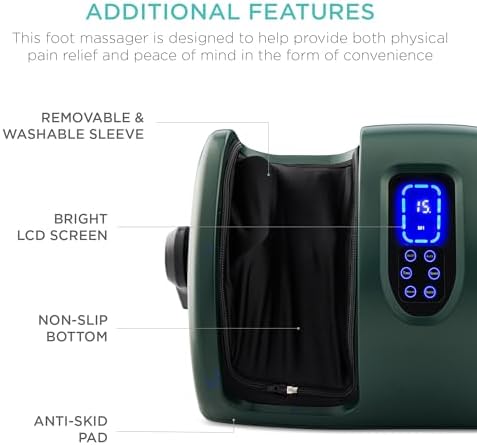 Best Choice Products Shiatsu Foot Massager with Heat for Plantar Fasciitis & Neuropathy, Kneading Foot & Calf Massager with Remote, 360° Adjustable Handle, Rolling & Compression Massage - Green - Image 6
