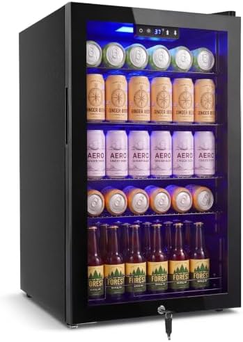 20" Beverage Refrigerator, 3.4 Cu. Ft. Drink Cooler with Glass Door Black by Velivi-SpecialistinFridge