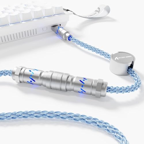 ATTACK SHARK C07 Custom Braided Aviator Cable with Light Up RGB-Blue by ATTACKSHARK