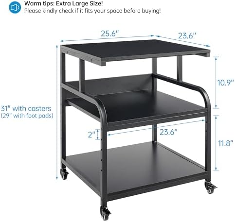 Fannova 25.6"x23.6" Extra Large Printer Stand with Adjustable Storage Shelf - Image 2