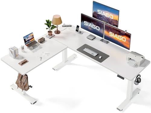SIAGO 75x63 Inch L-Shaped Standing Desk with Charging Station Corner Desk by SIAGO