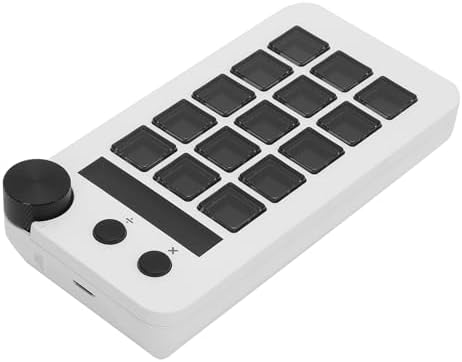 Stream Controller, Stream Control Deck with Knob 15 Macro Keys, Customizable Visual Keyboard Trigger Actions in Apps Software for PC, LCD Keys Stream Controller (White) by Wisoqu