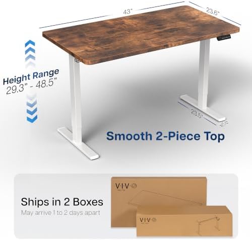 VIVO Rustic Vintage Brown 43 x 24 in Standing Desk, DESK-KIT-1W4N - Image 3