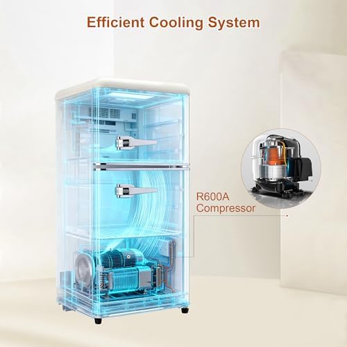 Retro Mini Fridge with Freezer 3.5 Cu. Ft, Small Refrigerator Dual Door - Image 7