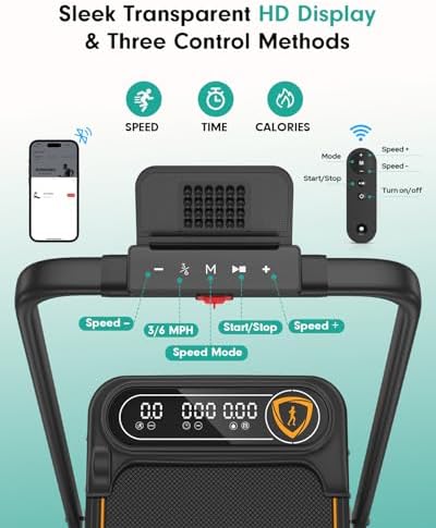 Walking Pad with 10% Incline, Upgrade 3.5HP Low Noise Treadmill with Handle Bar, Rayspace Portable Under Desk Treadmills for Home/Office, 350lbs Capacity, Remote Control & Transparent LED Display - Image 6