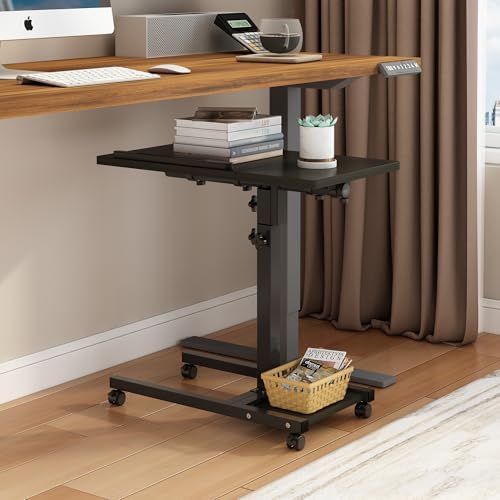 TigerDad Mobile Adjustable Height Laptop Stand PC Computer Portable Notebook Swivel Laptop Desk Rolling Table Desk Cart Tiltable with Wheels Casters& Mouse Pad Table - Image 7