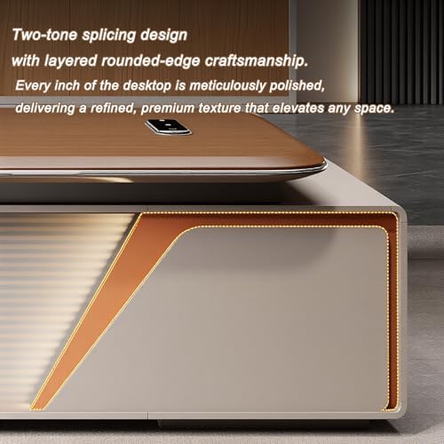 Executive Office Desk with Storage Cabinet,Modern l Shaped Executive Desk,50MM Thick Desktop for CEO Office, Reception & Commercial Workspace - Image 7