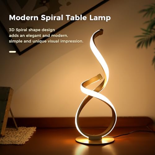 2 Pack Gold Cool Table Lamps, LED Spiral Desk Lights, Dimmable - Image 3