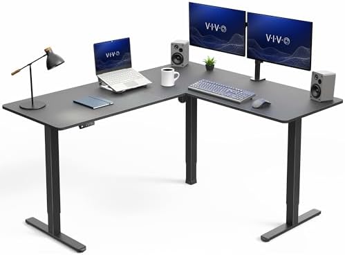 VIVO Black 63 x 55 in Corner Standing Desk, DESK-E3CTB by VIVO