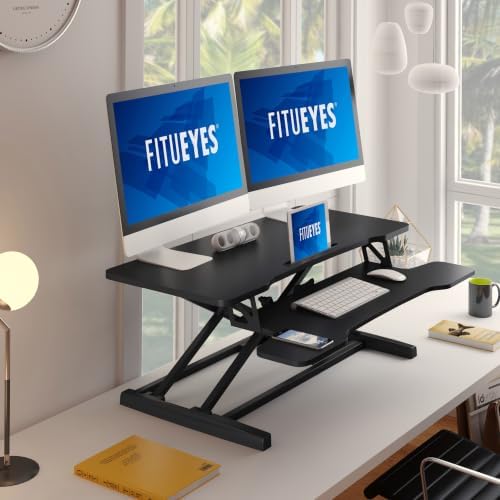 FITUEYES Height Adjustable Standing Desk 36” Wide Sit to Stand Converter - Image 2