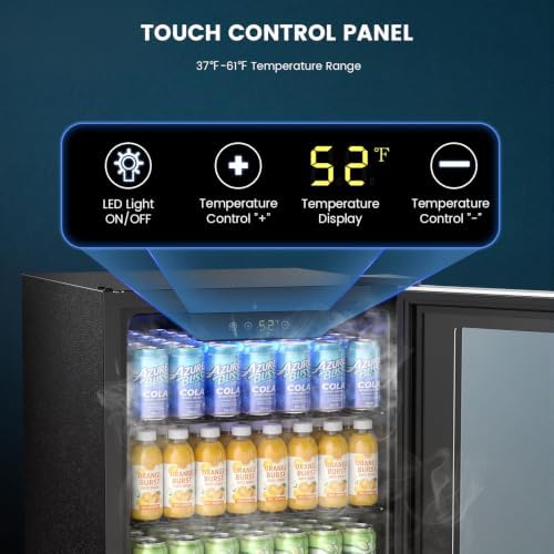 Electactic 26 Bottle Wine Cooler 130 Can Beverage Refrigerator, Small Freestanding Cabinet Wine Cellar with 40℉-61℉ Temperature Control Glass Door, Black - Image 3