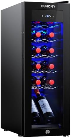 EUHOMY 12 bottle Wine Cooler Refrigerator, Wine Fridge with Lock, Black by EUHOMY