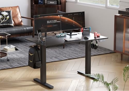 Seang Electric Standing Desk Adjustable Height, 40 x 24 Inch Sit Stand Desk with T-Shaped Frame, 3 Memory Presets & Cable Management for Home Office Computer Workstation, Black Frame/Black Top - Image 2