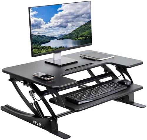 VIVO Black 32 inch Standing Desk Converter, DESK-V000VS by VIVO