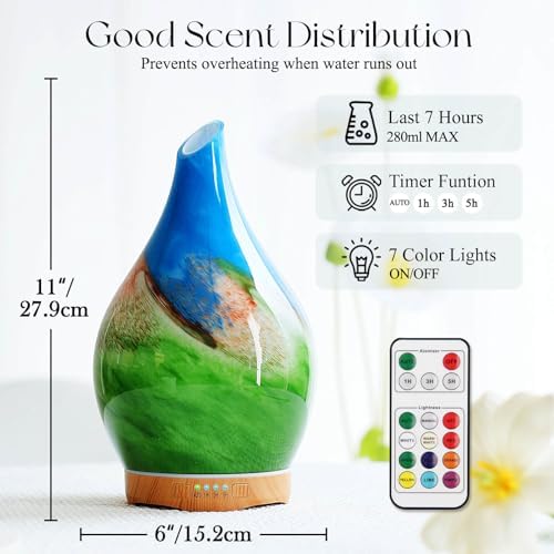 Porseme 280ml Remote Essential Oil Diffuser 3D Glass Ultrasonic Mist 7H - Image 3