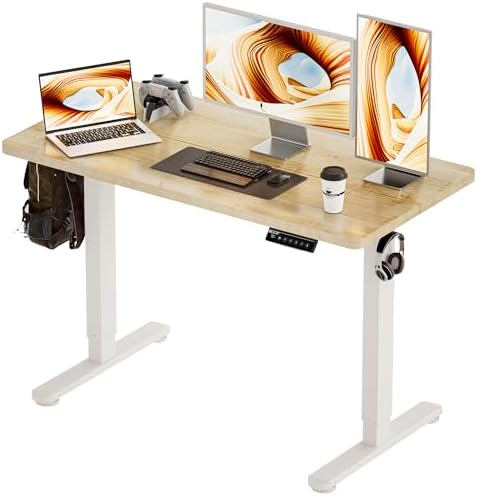 BIZUM Standing Desk Electric Adjustable Computer Desk-Stand up Desk Office Gaming Home Office Memory Desks 48x24 inches Maple by Unknown