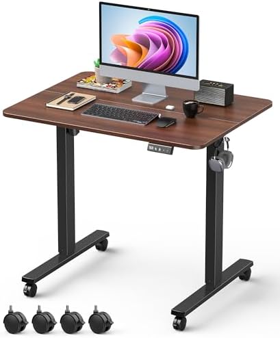 32" Small Rolling Electric Standing Desk Adjustable Height for Home Office by XyndyxErgonomicDesign