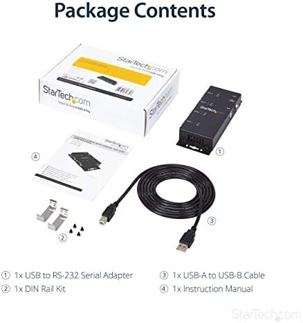 StarTech 4-Port USB to Serial RS232 Hub, Industrial, TAA (ICUSB2324I) - Image 6