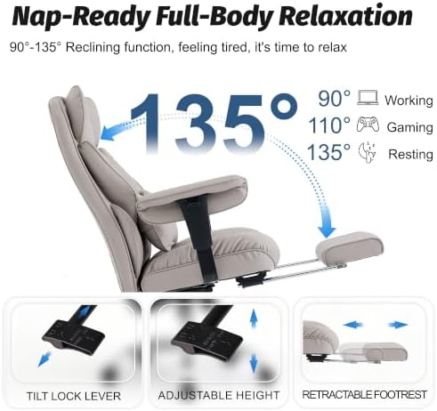 Efomao Executive Office Chair 400lbs,Grey Big and Tall Desk Chair - Image 5