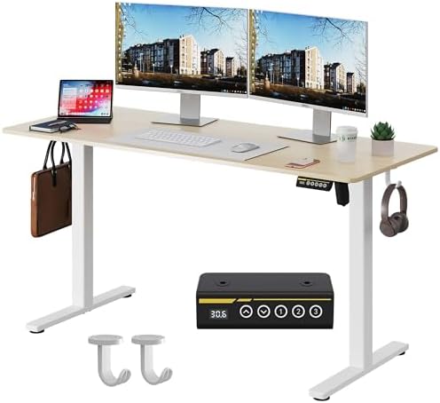 55 x 24 Inch Electric Standing Desk, 3 Memory Presets, Nature - Image 4