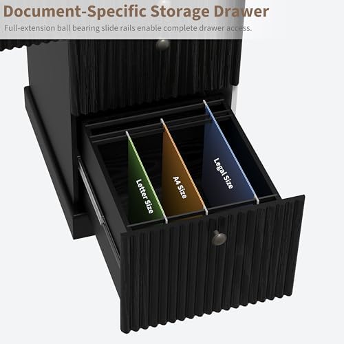 Garvee 54" Fluted Home Office Desk with File Drawer for Home Office - Image 4
