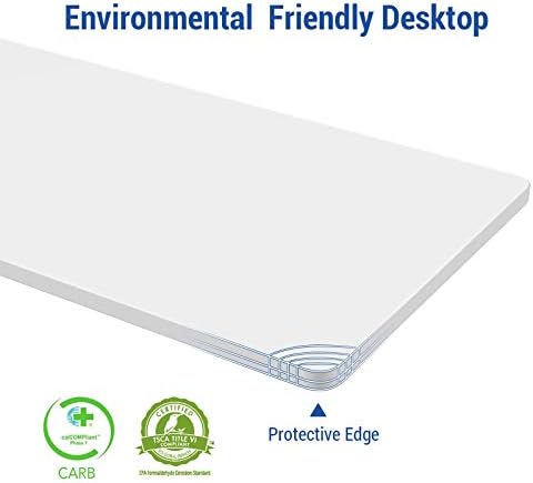 FLEXISPOT EN1 One-Piece Standing Desk, Electric Adjustable with 4 Memory Presets, 176 LBS Capacity, Stable & Quiet, Seamless Desktop for Home Office & Dual Monitors, 48"x30" White(Silver Frame) - Image 4