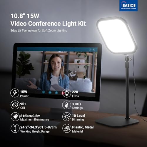 NEEWER Basics 10.8" Video Conference Lighting, 15W Bi Color Edge Lit Full Screen CRI95+ Ring Light with Desk Stand & Phone Holder for Webcam Meeting Streaming Computer Laptop Zoom Calls - Image 2