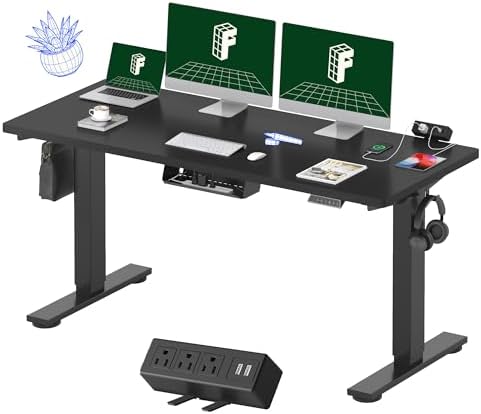 FLEXISPOT EN2 60"x24" Standing Desk with Power Strip Bundle, Black by Unknown